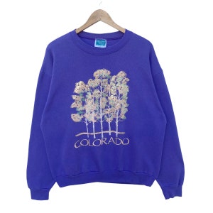 Vintage COLORADO Sweatshirt Sweater Pullover Jumper Extra Large Size Long Sleeve Usa Purple Vtg 90s Forest