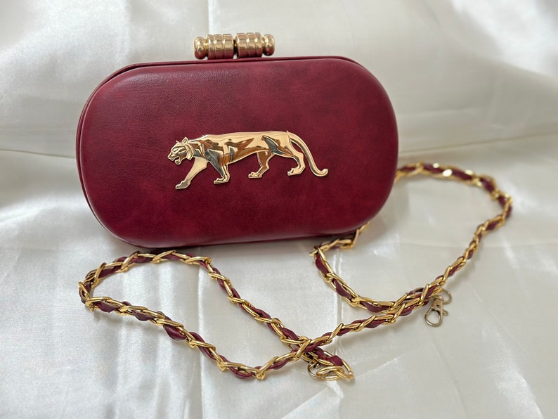 Beautiful Maroon Wedding Clutch , Beautiful Logo With Chain Inside,can