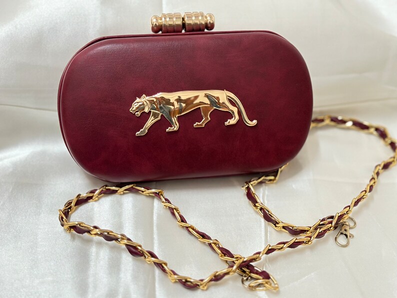 Beautiful Maroon Wedding Clutch , Beautiful Logo With Chain Inside,can