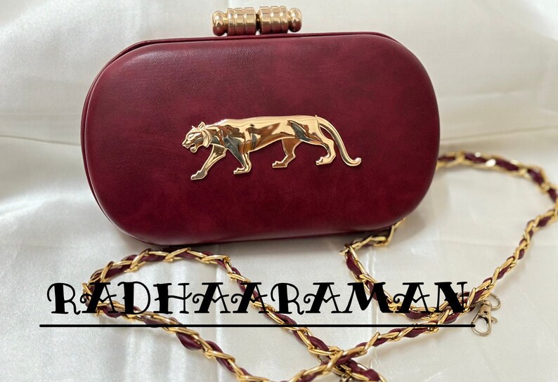 Beautiful Maroon Wedding Clutch , Beautiful Logo With Chain Inside,can