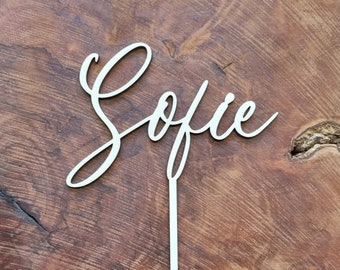 Cake Topper personalisiert aus Holz Schriftzug mit Name Geburtstag Tortenstecker