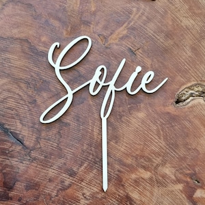 Cake topper personalized made of wood lettering with name birthday cake topper image 1