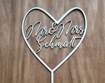 Topper de gâteau de mariage personnalisé Mr & Mrs Cake Topper