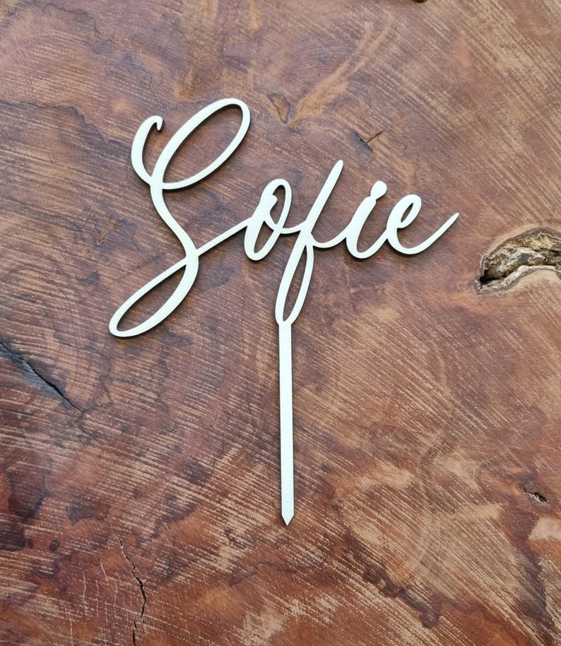 Cake Topper personalisiert aus Holz Schriftzug mit Name Geburtstag Tortenstecker Bild 1