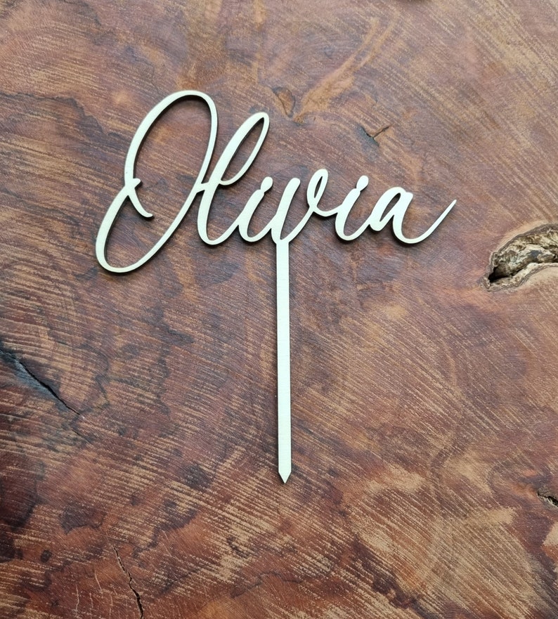 Cake topper personalized made of wood lettering with name birthday cake topper image 7