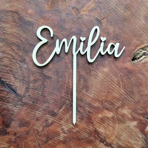 Cake Topper personalisiert aus Holz mit Name Herz statt i Punkt Ziffer Zahl Geburtstag Tortenstecker Farbig Bild 7