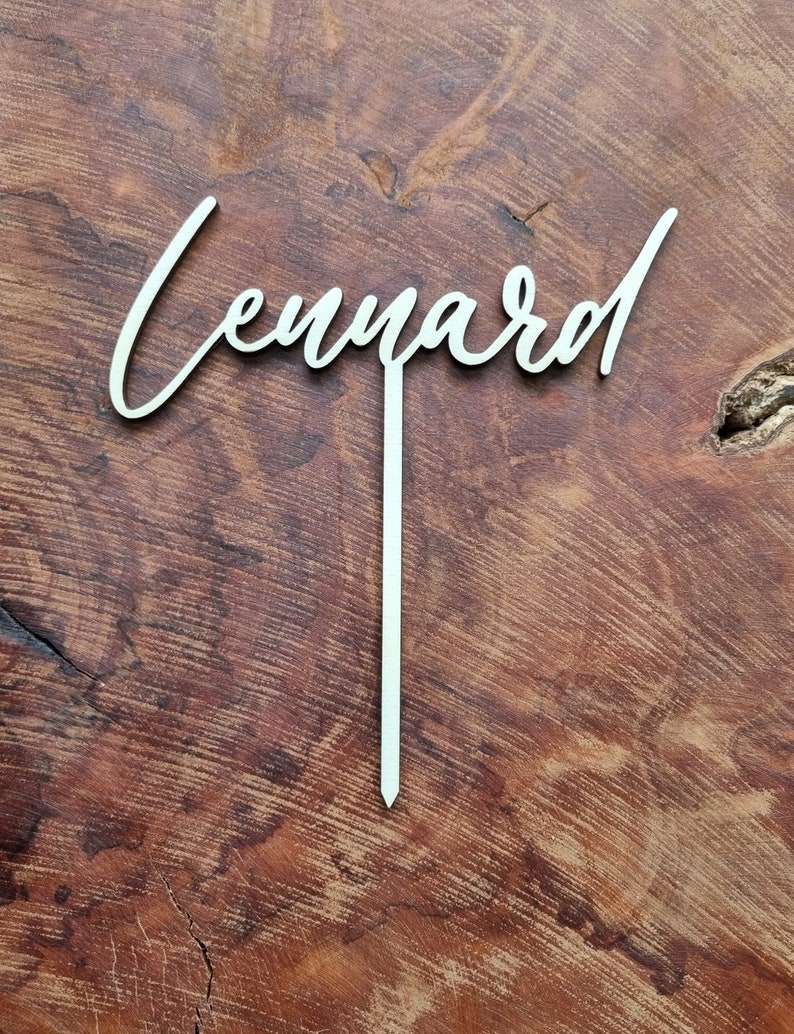 Cake Topper personalisiert aus Holz Schriftzug mit Name Geburtstag Tortenstecker Bild 4