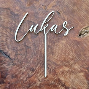 Cake topper personalized made of wood lettering with name birthday cake topper image 2