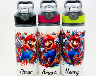 Personalized Super Mario Water Bottle, 650ml Kids Sports Bottle
