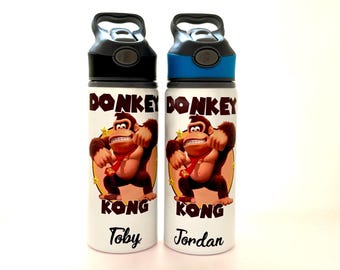 Personalised Donkey Kong Mario Bros Water Bottle, School Sports Bottle (650ml)