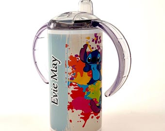 Personalised Lilo Stitch Sippy Cup, 12oz Aluminium Bottle with 2 Lids