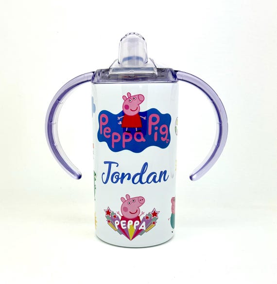 Personalised Peppa Pig Sippy Cup, 12oz Aluminium Bottle with 2 Lids