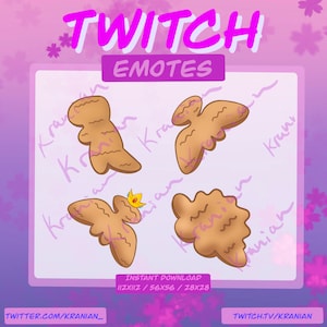 Dino Nuggie Emotes x4 | Twitch | Discord | Chicken Nuggets | Silly