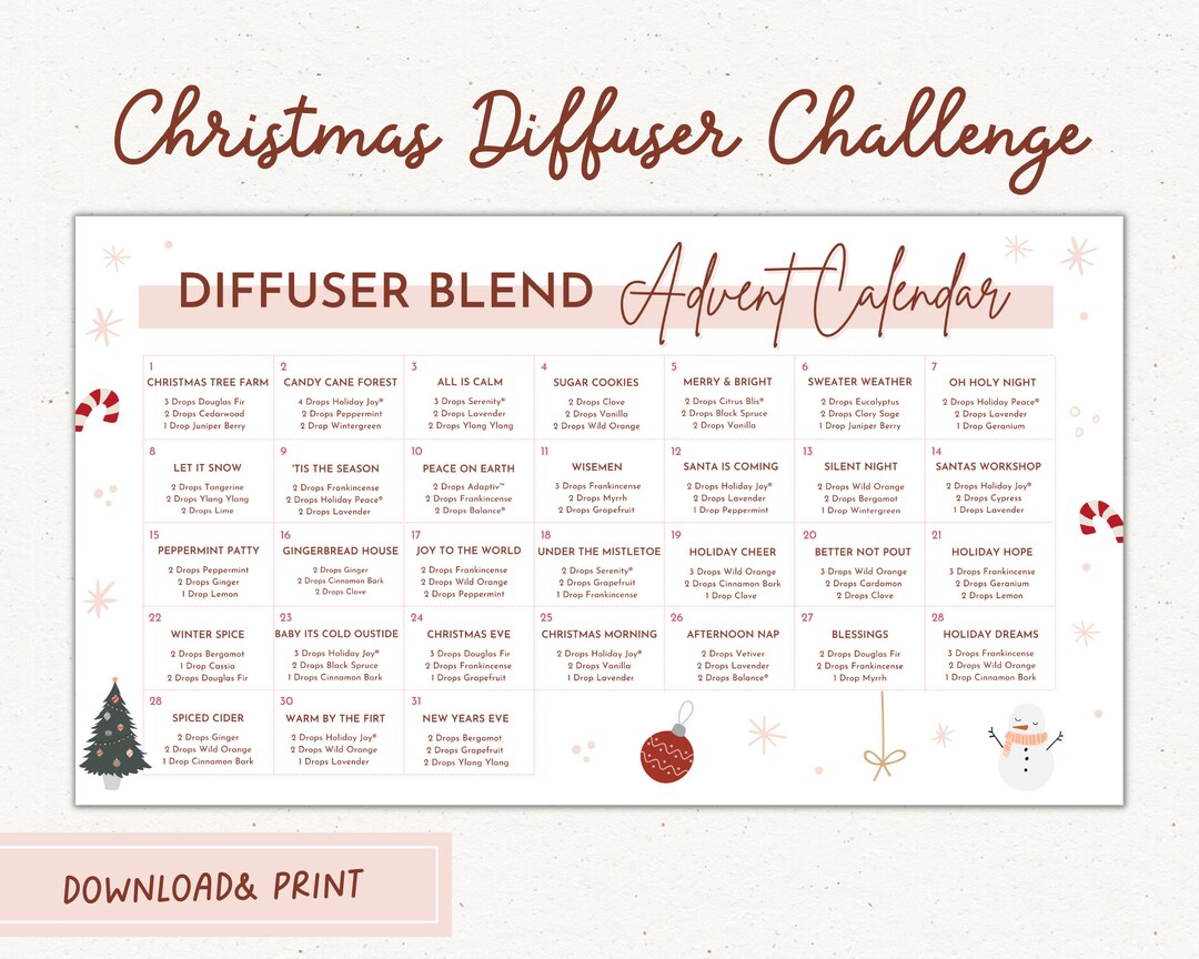 Christmas Diffuser Blend Advent Calendar Diffuser Blends Etsy Australia
