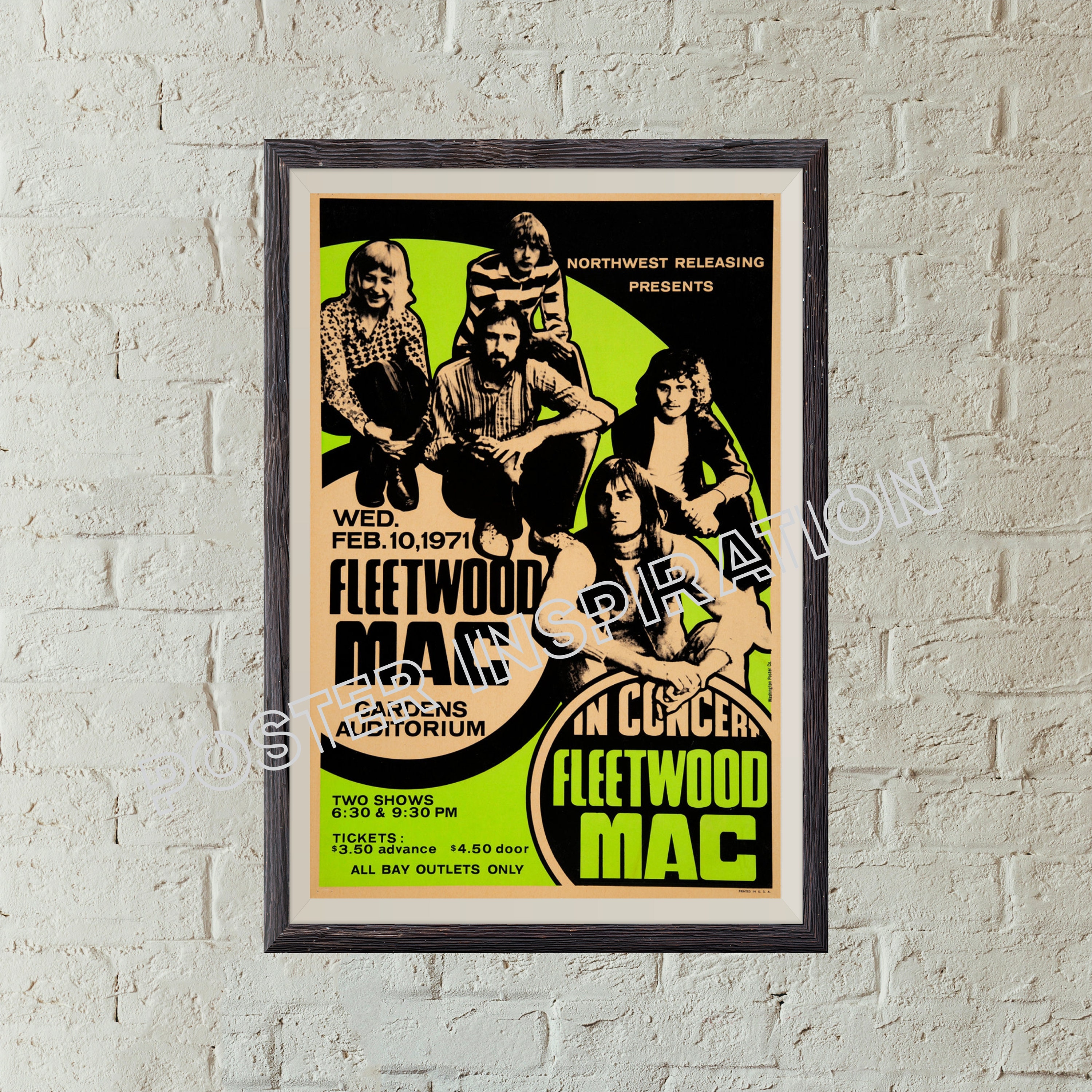 Fleetwood Mac Concert Poster Print green Vintage Style | Etsy