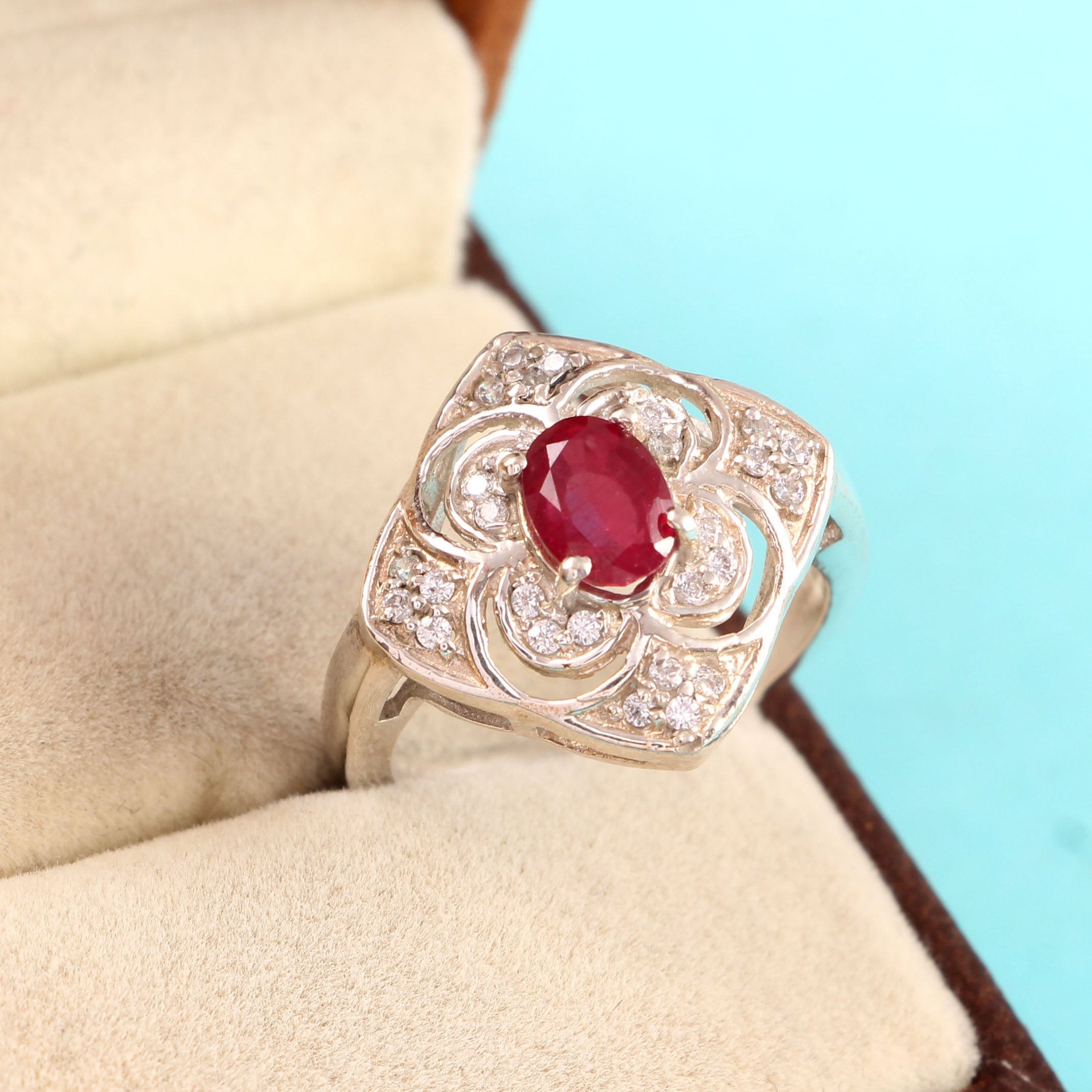 Glass Filled Ruby Ring Vintage Ruby Ring 925 Silver Ruby | Etsy