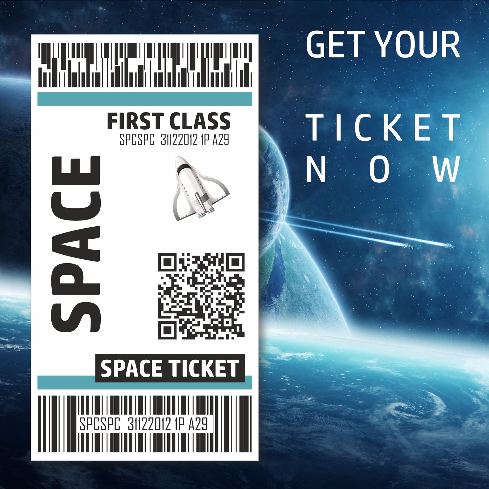 Voyager Station SPACE TICKET to the moon in first class. Etsy