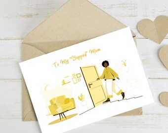 Stepmom/ "Stepped Mom" Yellow Greeting Card