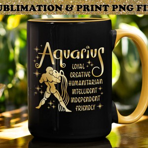 Sublimation PNG du Verseau, Signe du zodiaque PNG, Cadeaux du Verseau, Horoscope PNG, Clipart du Zodiaque doré Png, Impression du zodiaque de luxe, Traits du zodiaque Png