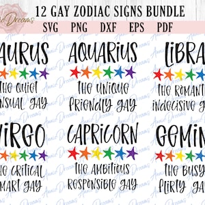 Gay Zodiac SVG Bundle, LGBT Pride SVG Bundle, Gay Horóscopo svg, Regalo para Gay Svg, Gay Pride Png, Gay Svg, Cortar Archivos Cricut, Silueta