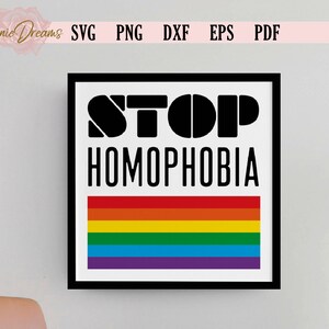 Stop Homophobia SVG, LGBT Gay Pride Svg, Rainbow Pride Svg, LGBTQ Flagge Png, Gay Parade Svg, Cut Files für Cricut, Silhouette Dxf