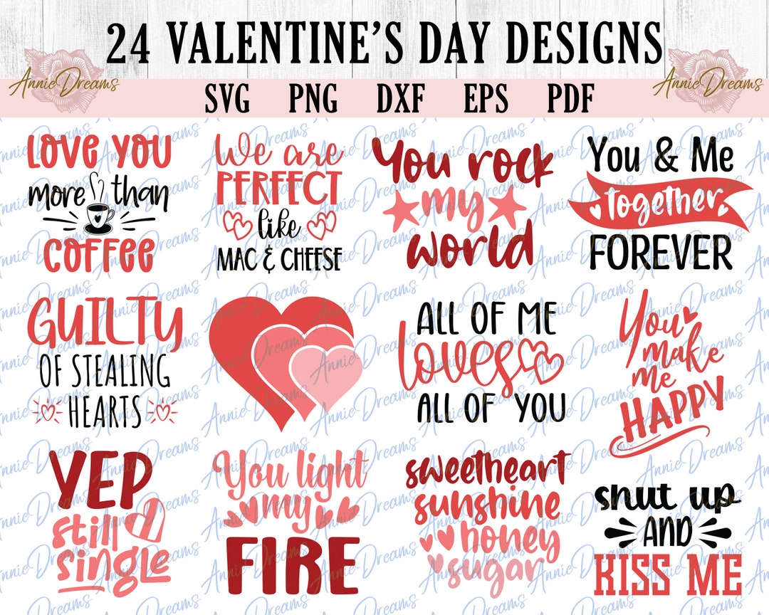 Valentine’s Day Svg Bundle, Romantic Quotes Svg Png Dxf, Cricut ...