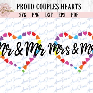 Stolze Paare SVG, LGBT Gay Pärchen SVG, Gay Pride SVG, Gay Pride svg, Gay Paare dxf, Regenbogen Herzen svg, Lgbtq Love svg, Cut Files für Cricut