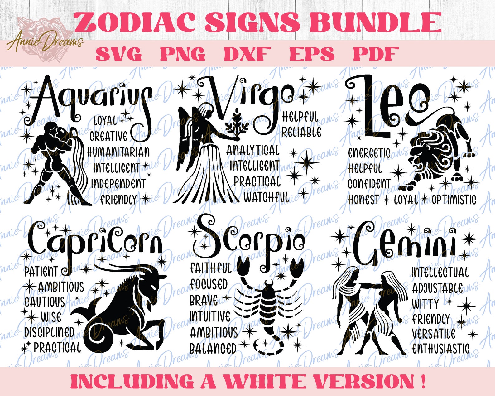 Zodiac Signs SVG Bundle Horoscope SVG Bundle Zodiac Signs Etsy