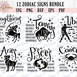 Zodiac Signs SVG Bundle, Horoscope SVG Bundle, Zodiac Signs Clipart Png ...