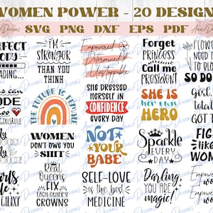 Women Power SVG Bundle, Trendy Feminist Svg, Women Empowerment Svg, Girl Boss Svg, Feministische Sprüche Shirts Png, Plotterdatei Für Cricut