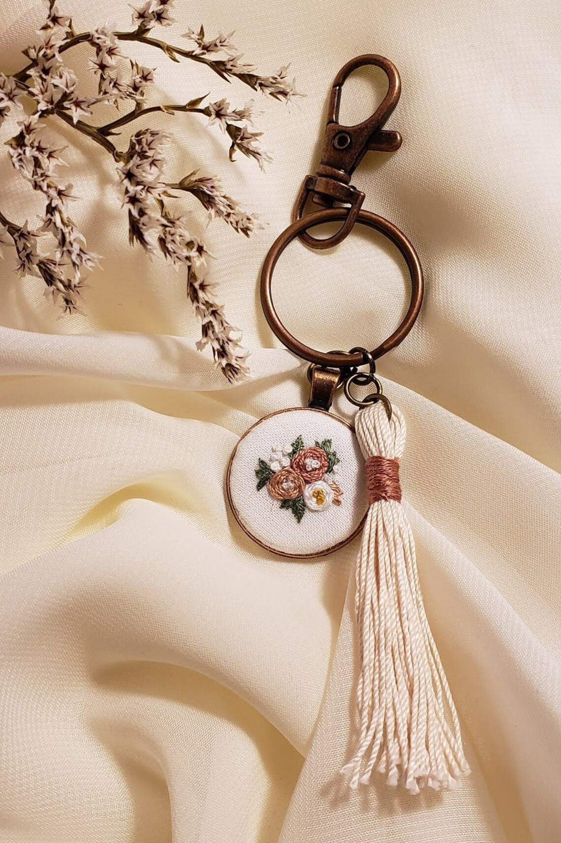 Simply Pink | Embroidery Keychain - Etsy