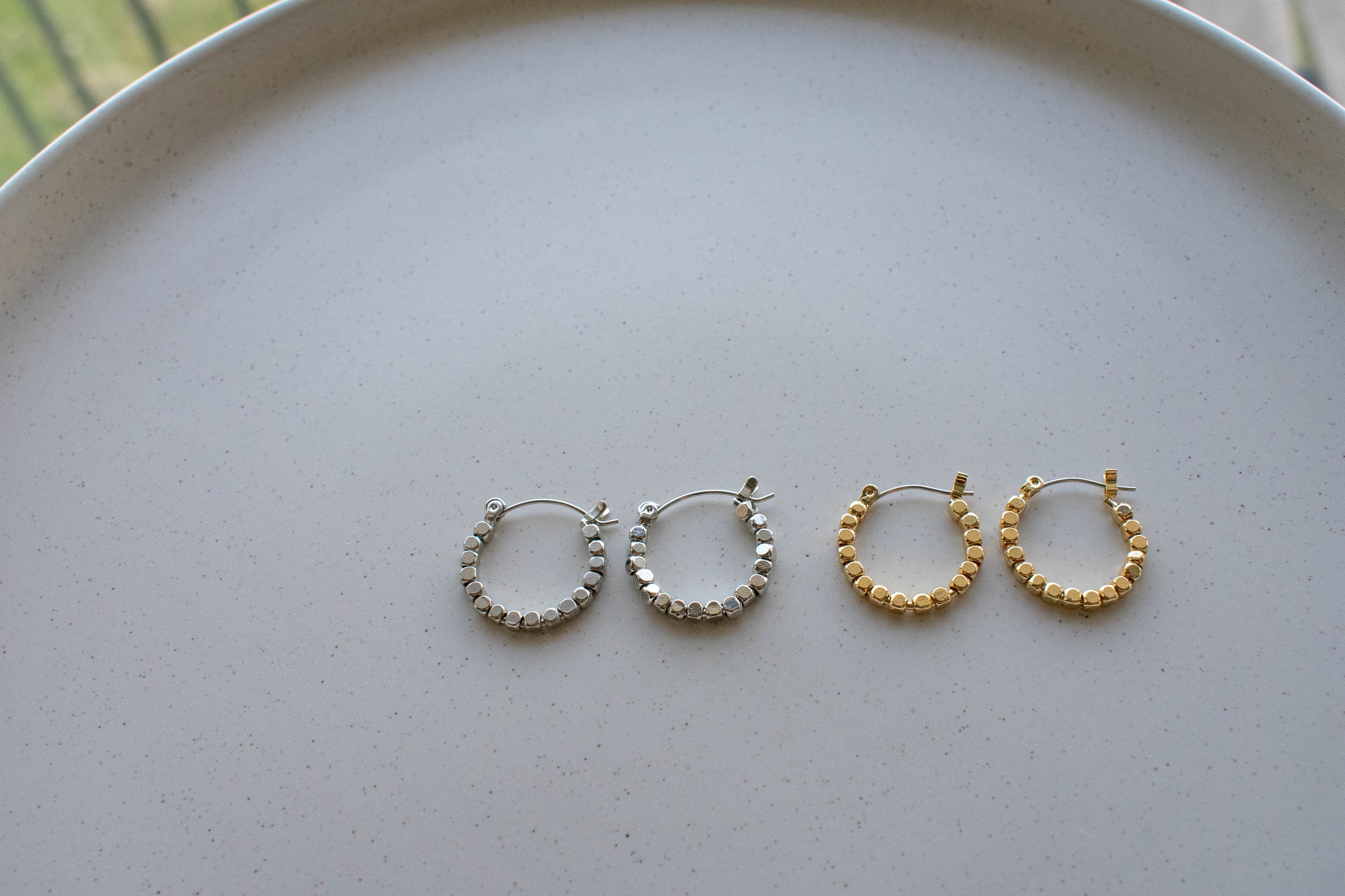 Dainty Gold Beaded Hoops Gold Bead Hoop Earrings Gold Ball Etsy UK