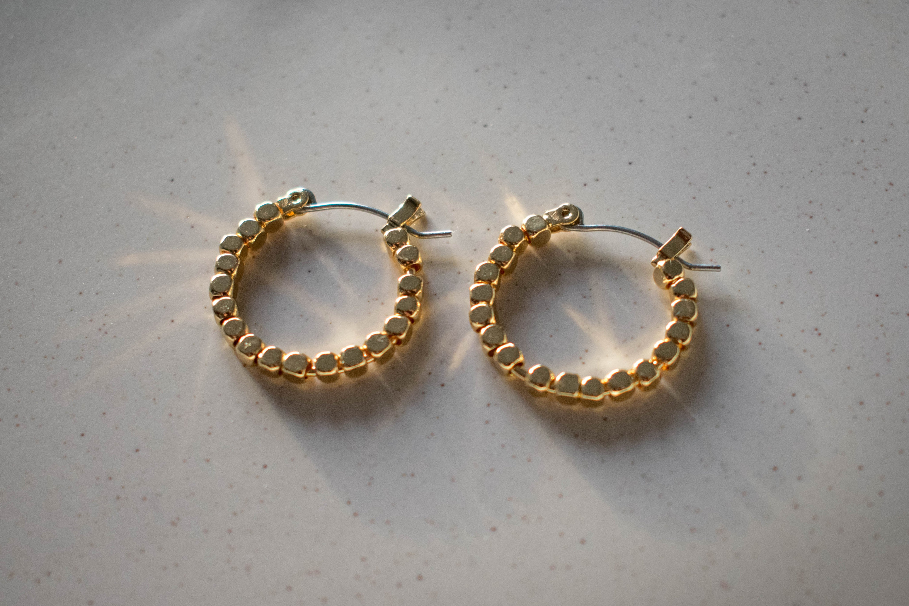 Dainty Gold Beaded Hoops Gold Bead Hoop Earrings Gold Ball Etsy UK