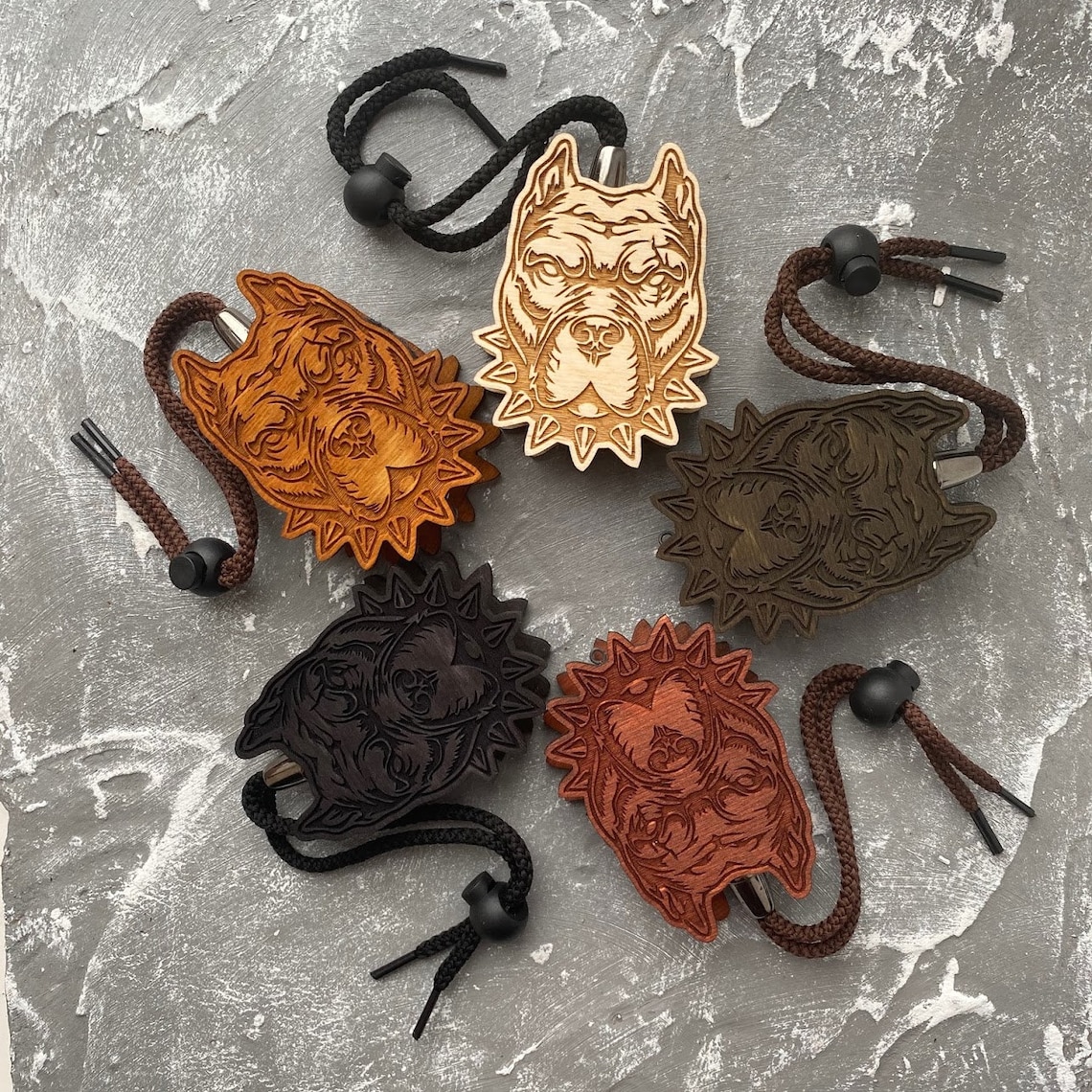 Air Freshener Dog Face for Car in Gift Box, Pit Bull Terrier Wooden