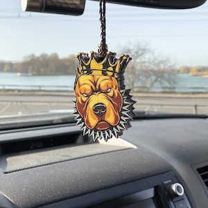 Wooden Air Freshener with Oil Diffuser - 100% Natural Materials Air Freshener- Dog face for Car in Gift Box, Pit Bull Terrier wooden pendant