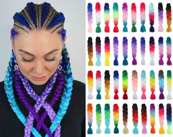 Ombre Braiding Synthetic Hair Extension for Crochet Box Braids Twist Long Fishtail Ponytail 24 inches