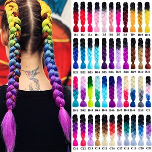 jumbo Braiding  Hair Extensions Kanekalon Box Braids Crochet Hair Long Rainbow Color Synthetic Hair for Women Kids 24 inch