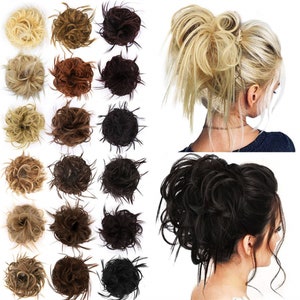 Messy Hair bun Piece Hair Scrunchies Ponytail Extension Curly Wavy Messy Synthetic Chignon With Elastic Rubber Band for Women