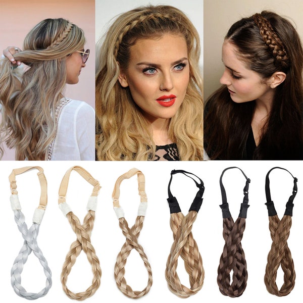 wide braided headband  Ombre, black, brown Color fashionable hairband Adjustable Twist Elastic for women