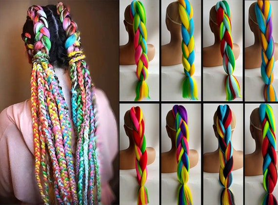 Colorful Braid Hair,Box Braid Hair,Jumbo Braiding Hair  Braided  hairstyles, Colored braids, Colored box braids