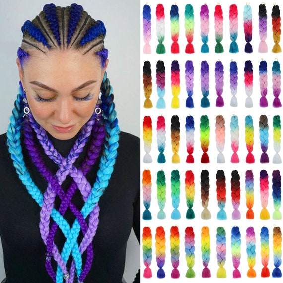 24Inch Long Box Braids Crochet Braids Hand Made Braiding Hair Black Color  Synthetic Jumpo Box Braids Woman Girls' Brading Hair Extensions