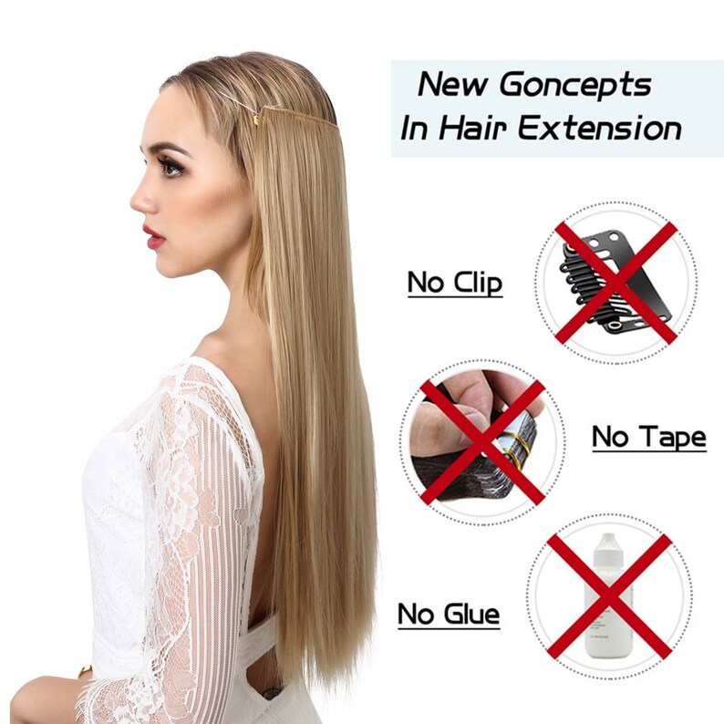 Halo Hair Extension Ombre Synthetic Invisible Wire in Straight Etsy