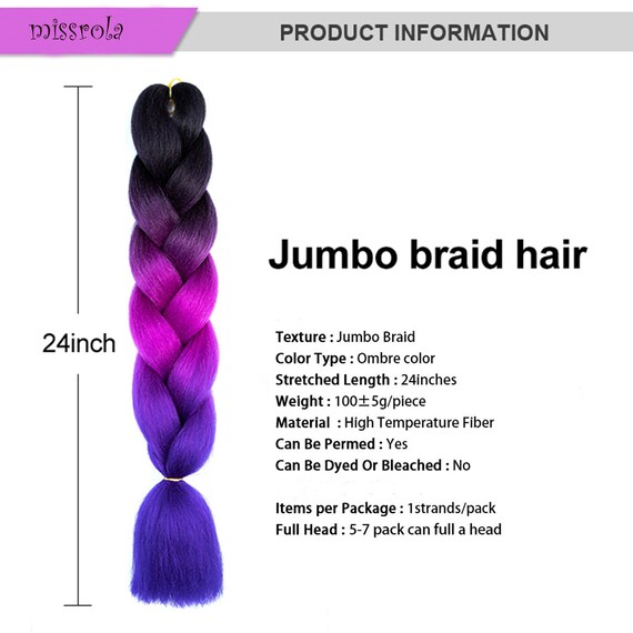 Jumbo Braiding Hair Extensions Kanekalon Box Braids Crochet Hair Long  Rainbow Color Synthetic Hair for Women Kids 24 Inch 