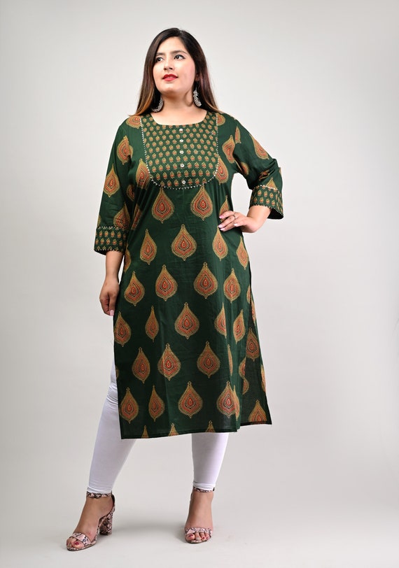48 To 54 Set Of 4 Sizes) White Floral Printed Straight Cut Plus Size Kurtis  Collection Catalog