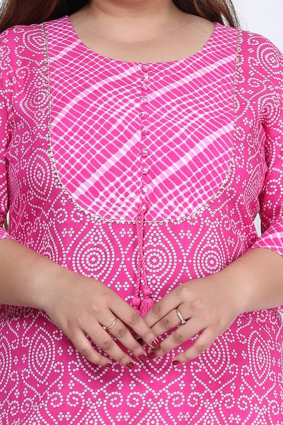 Jaipur Kurti Women Pink Floral Gotta Patti Pure Cotton Kurta with Trousers  & Dupatta - Absolutely Desi