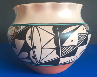 Authentic Pueblo Pottery Bowl Signed by NGuni Laguna, New Mexico