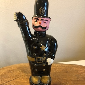 Vintage Ceramic Decanter Enesco Officer Red Ware Decanter Bottle With Cork Stopper