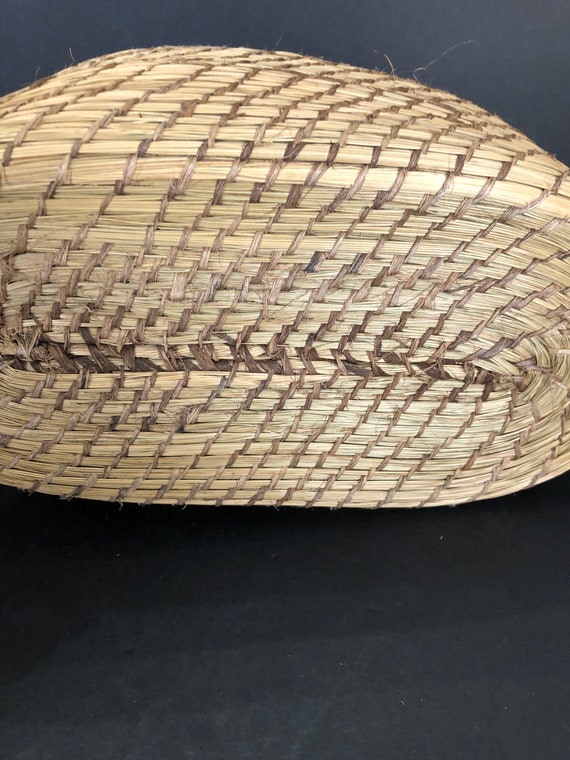 Woven Grass Pine Needle Lidded Basket Purse with … - image 8