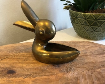 Vintage Brass Duck, Rare, Unique, Eclectic