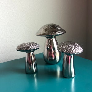 Rare Chrome Color Mushroom Decor